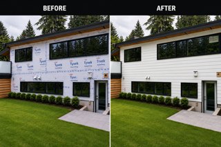 Modern white lap siding — Full exterior · Gig Harbor